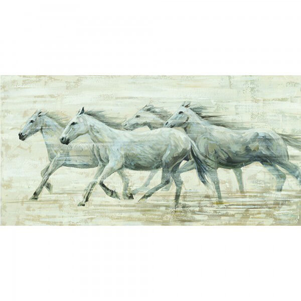 Horses in the Wind: 28 x 58-Inch Acrylic Painting, image 1