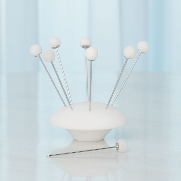 White and Silver Alabaster Cocktail Picks with Base, Set of 8, image 2