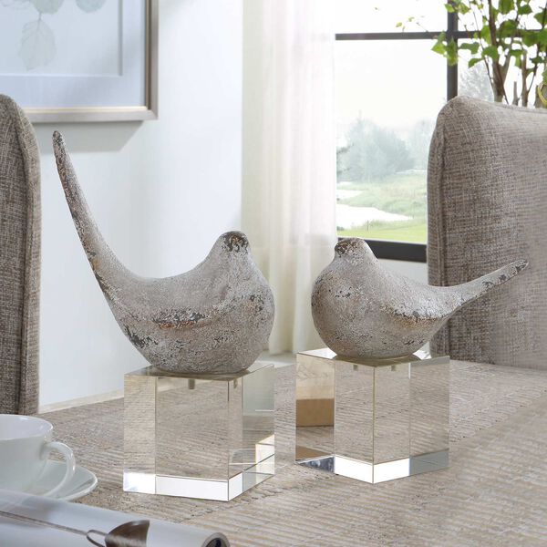 Better Together Textured Silver and Gray Bird Sculptures, Set of 2, image 1