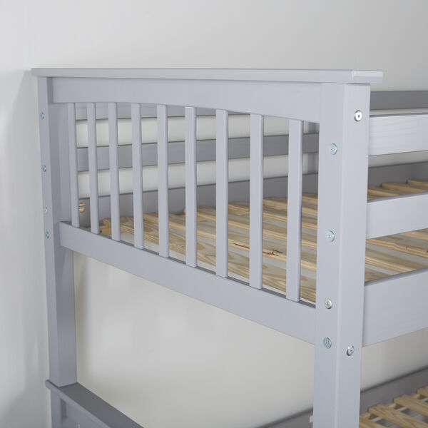 Twin over Twin Solid Wood Mission Design Bunk Bed - Grey, image 4