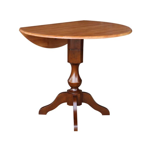 Cinnamon and Espresso 36-Inch High Round Pedestal Dual Drop Leaf Table, image 3