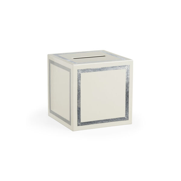 Claire Bell Cream and Metallic Silver Tissue Box, image 1