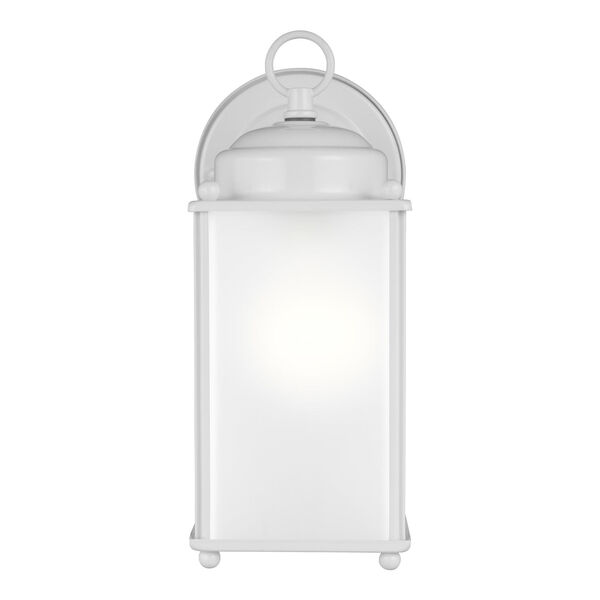 New Castle White One-Light Outdoor Wall Sconce with Satin Etched Shade, image 1