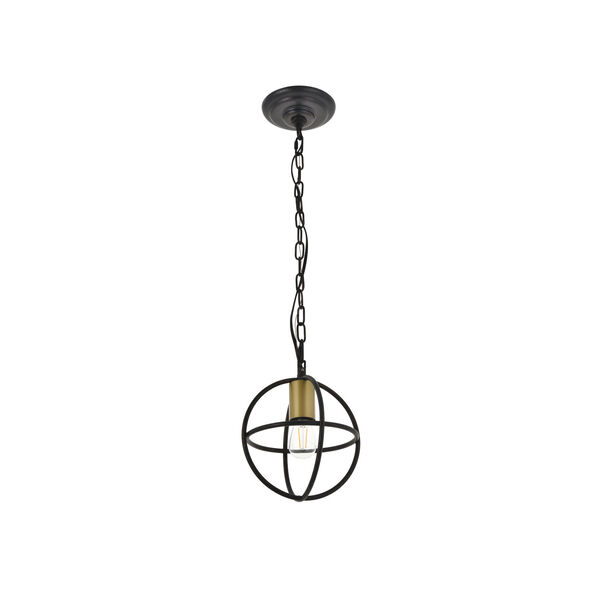 Octavia Brass and Dark Brown Eight-Inch One-Light Mini Pendant, image 3