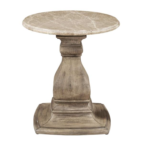 Garrison Cove Natural Round End Table with Stone Top, image 1