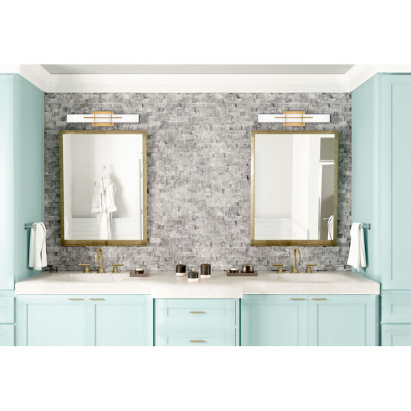Gemini Aged Brass 22-Inch Integrated LED One-Light Bath Vanity with Opal Etched Glass, image 5