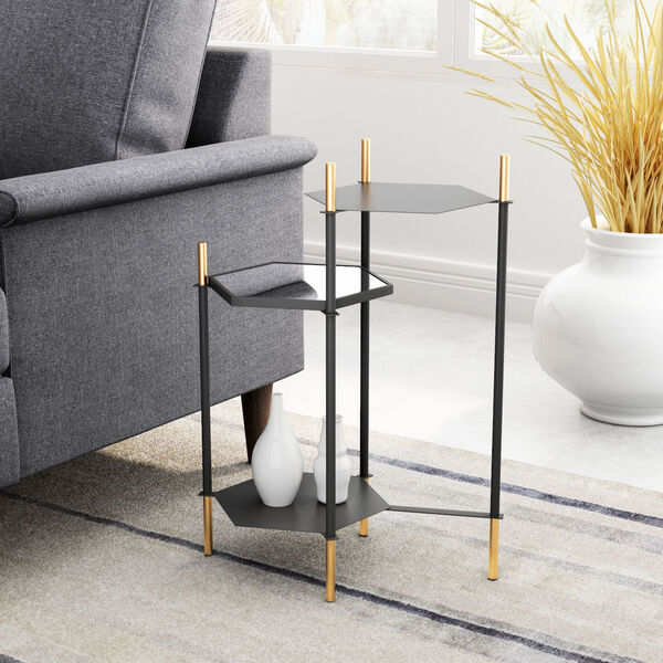 William Gold and Black Side Table, image 2