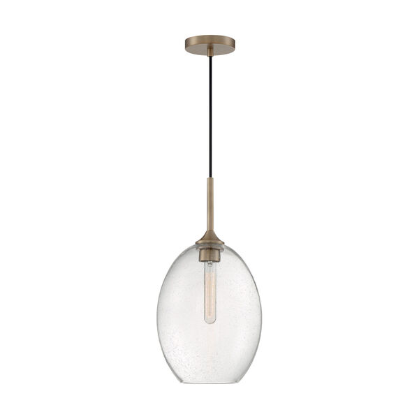 Aria Burnished Brass 19-Inch One-Light Pendant with Clear Seeded Glass, image 3