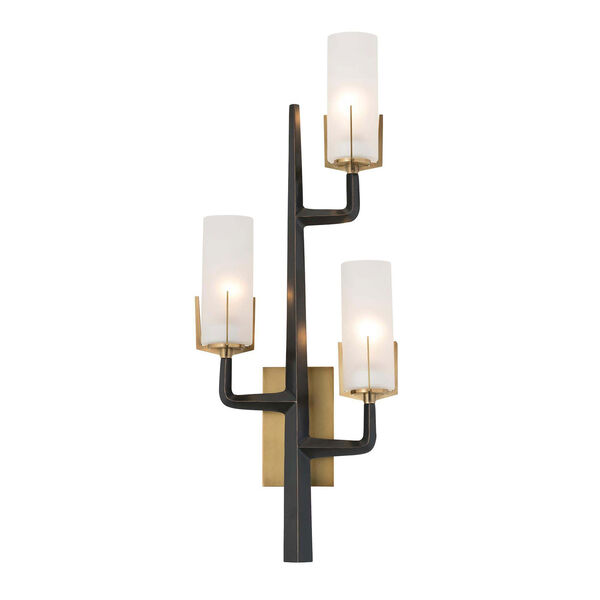 Griffin Antique Brass 36-Inch Three-Light Wall Sconce, image 1