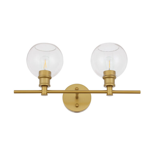 Collier Brass Two-Light Bath Vanity with Clear Glass, image 5