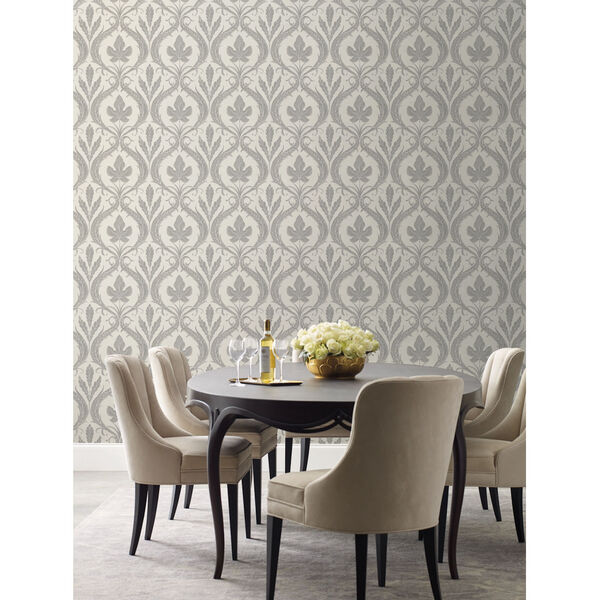 Damask Resource Library Gray and Beige 20.5 In. x 33 Ft. Adirondack Wallpaper, image 1