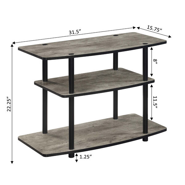 Designs2Go Faux Birch and Black Three Tier TV Stand, image 4