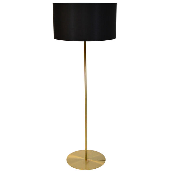 Maine Black with Aged Brass One-Light Drum Floor Lamp, image 1