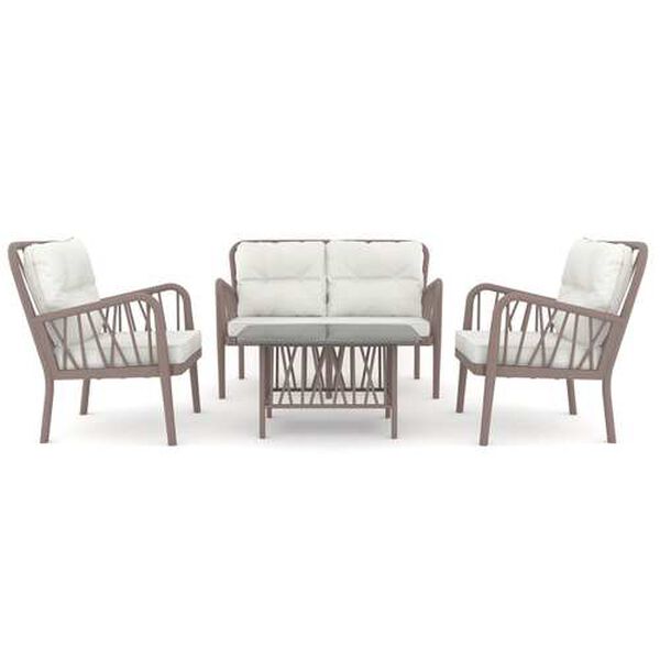 Gala Cappuccino Four-Piece Outdoor Seating Set with Cushion, image 2