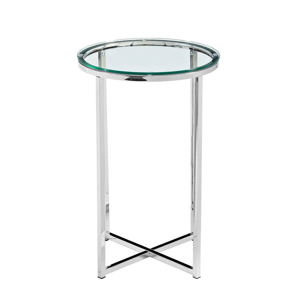 Glass and Chrome Round Side Table, image 4