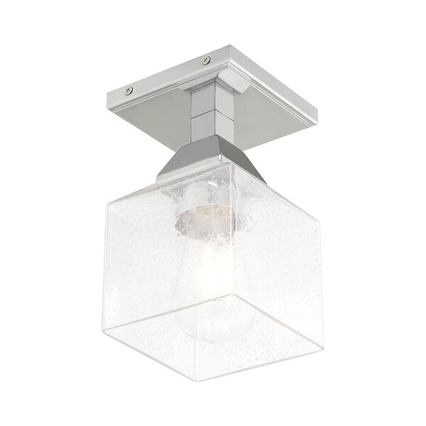 Aragon Polished Chrome 5-Inch One-Light Ceiling Mount with Hand Blown Clear Seeded Glass, image 4