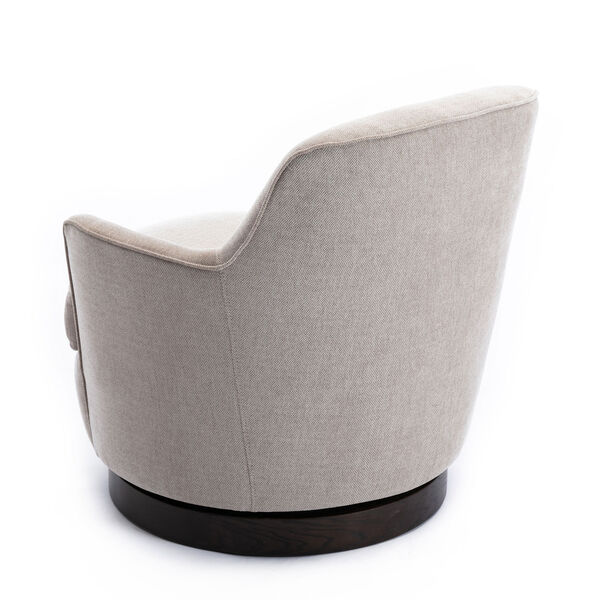 Reese Oatmeal and Black Wooden Base Swivel Chair, image 4
