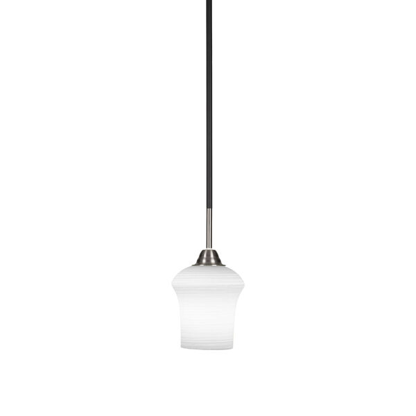 Paramount Matte Black and Brushed Nickel One-Light Mini Pendant with Zilo White Linen Glass Shade, image 1