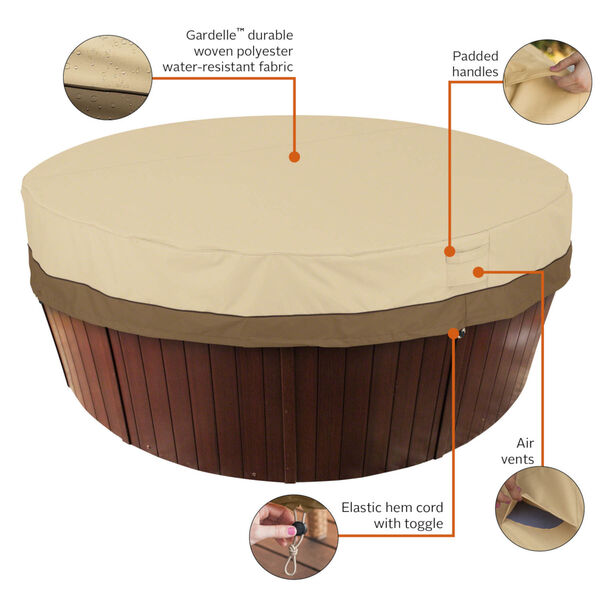 Ash Beige and Brown Round Hot Tub Cover, image 2
