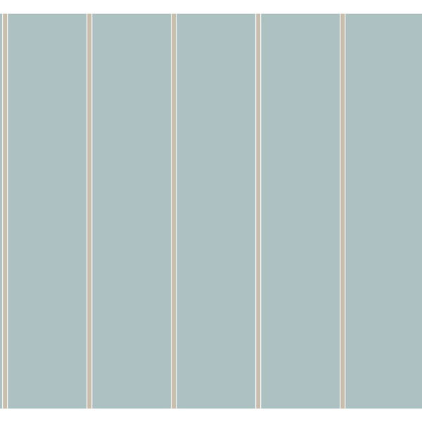 Stripes Resource Library Light Blue and Gold Social Club Stripe Wallpaper – SAMPLE SWATCH ONLY, image 1
