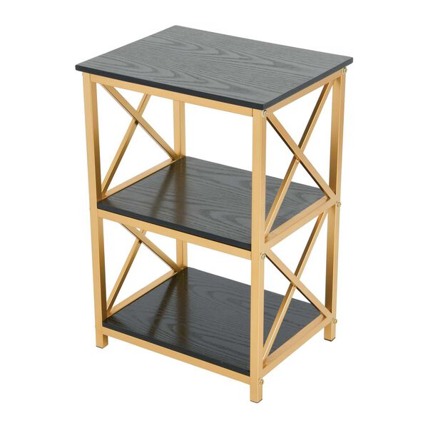 Black and Gold Crossline Side Table, image 3