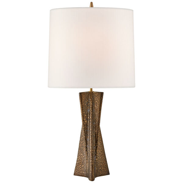 Gretl Large Table Lamp in Chalk Burnt Gold with Linen Shade by AERIN, image 1