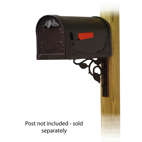 Curbside Black Floral Mailbox with Floral Front Single Mounting Bracket, image 1