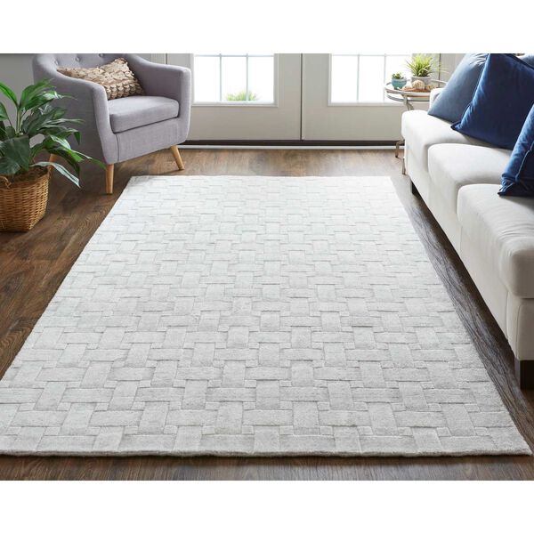 Redford Solid White Silver Rectangular 3 Ft. 6 In. x 5 Ft. 6 In. Area Rug, image 3