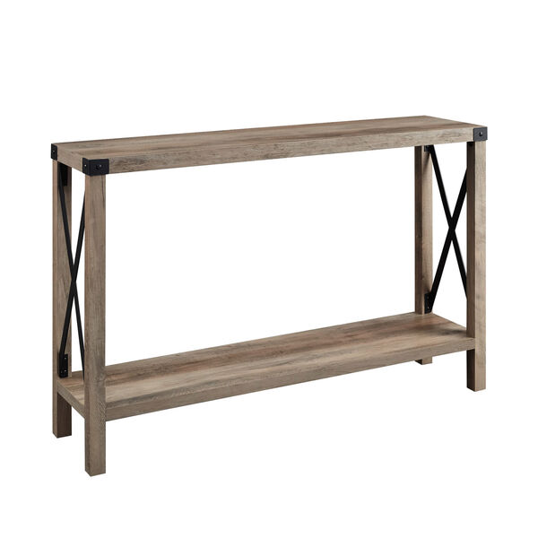 Grey 46-Inch Rustic Farmhouse Metal X Entry Table, image 1