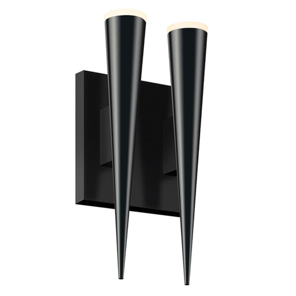 Micro Cone Satin Black LED Two Light Double Cone Wall Sconce, image 1