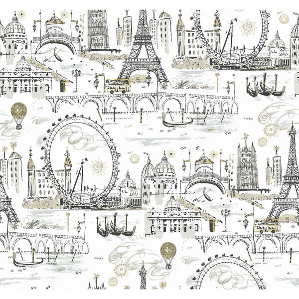 A Perfect World Metallics Novelty Euro Scenic Wallpaper - SAMPLE SWATCH ONLY, image 1