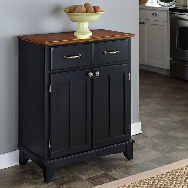 Black Buffet with Cottage Oak Wood Top, image 2