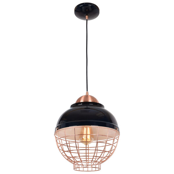 Dive Shiny Black and Copper 12-Inch LED Pendant, image 2