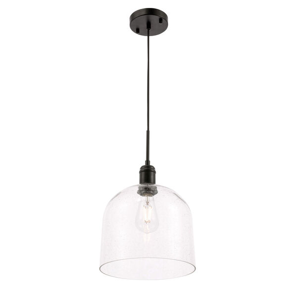 Gabe Black 10-Inch One-Light Pendant with Clear Seeded Glass, image 6