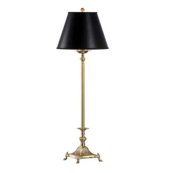 Tinsley Antique Brass and Black One-Light Buffet Lamp, image 1