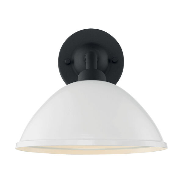 South Street Gloss White and Textured Black 10-Inch One-Light Outdoor Wall Mount, image 3