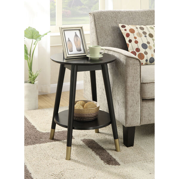 Uptown Black Round End Table with Bottom Shelf, image 3
