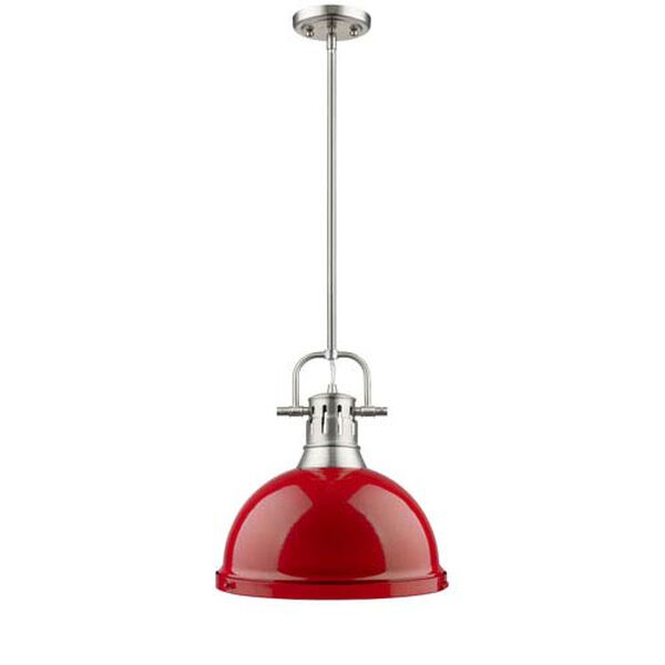 Duncan Pewter One-Light Pendant with Red Shade, image 2