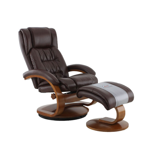 Selby Walnut Whisky Air Leather Manual Recliner with Ottoman, image 2