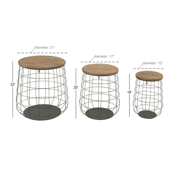 Brown Metal Storage Basket, Set of 3, image 3