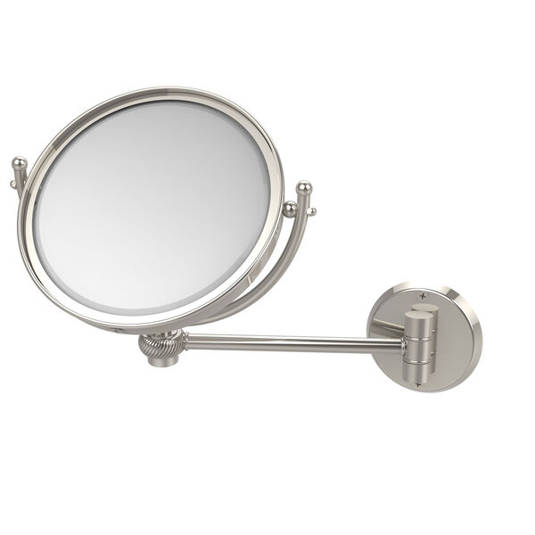 8 Inch Wall Mounted Make-Up Mirror 4X Magnification, Polished Nickel, image 1