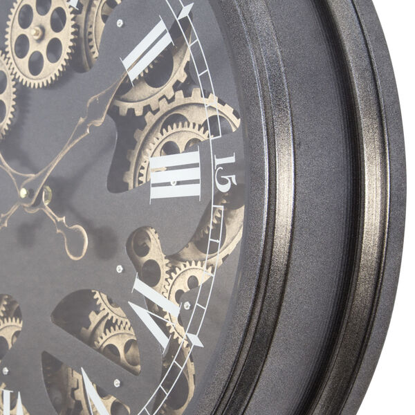 Black and Gold 21-Inch Paris II Gear Clock, image 4