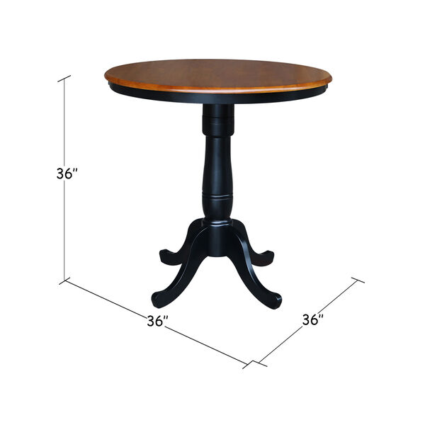 36-Inch Tall, 36-Inch Round Top Black and Cherry Pedestal Counter Table, image 2