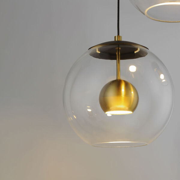 Nucleus Black and Natural Aged Brass Three-Light LED Pendant, image 2