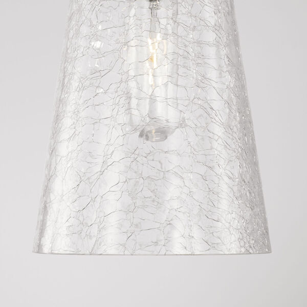 Mila Aged Brass One-Light Mini Pendant with Clear Half-Crackle Tapered Glass, image 4