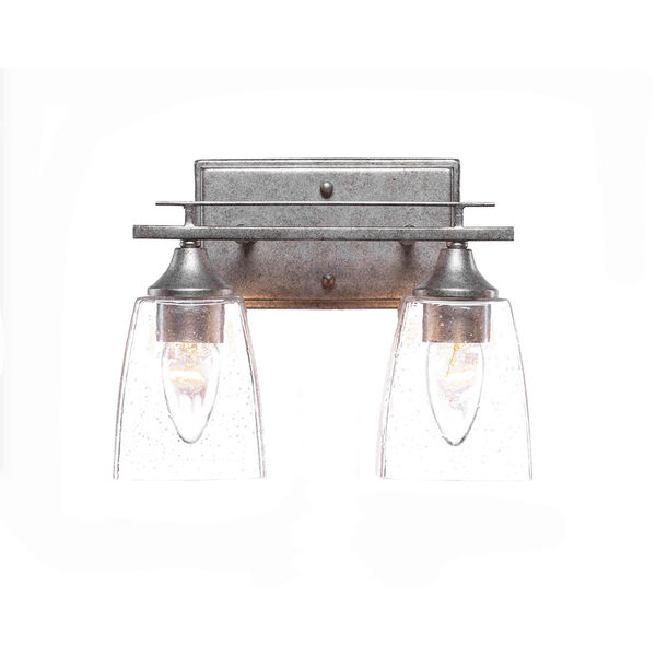 Uptowne Dark Granite Two-Light Vanity with Clear Bubble Glass, image 1