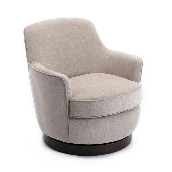 Reese Oatmeal and Black Wooden Base Swivel Chair, image 1
