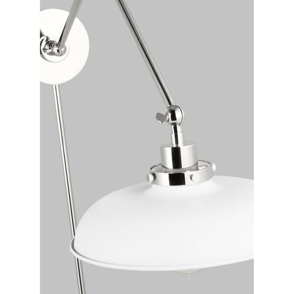 Wellfleet Matte White and Polished Nickel One-Light Double Arm Wide Task Sconce, image 3