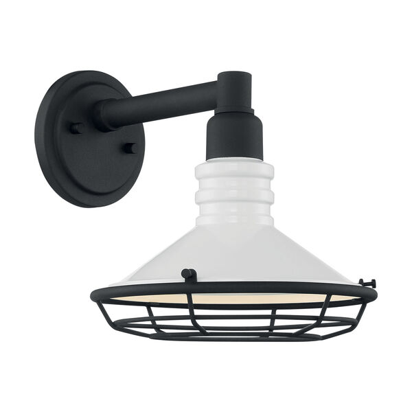 Blue Harbor Gloss White and Textured Black 10-Inch One-Light Outdoor Wall Mount, image 1