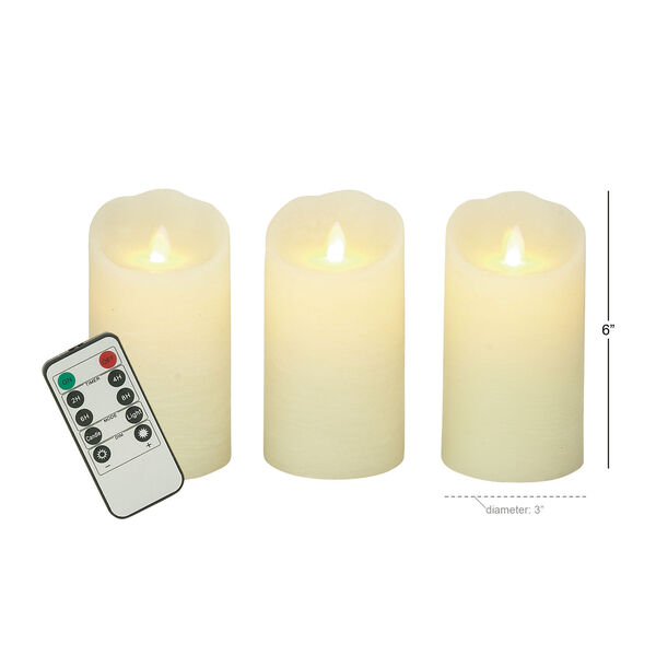 Beige Wax Flameless LED Candles, Set of 3, image 1